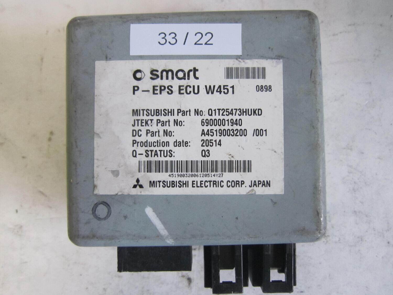 33-22 Centralina Servosterzo / Angolo Sterzata Mitsubishi P-EPS ECU W451 PEPSECUW451 6900001940 Q1T25473HUKD A4519003200 SMART Generica FORTWO 451 1.0