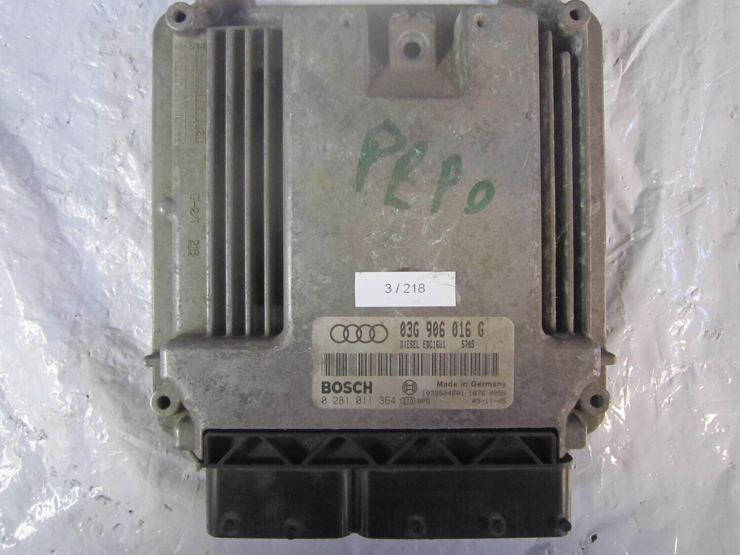 3-218 Centralina Motore Bosch 0 281 011 364 0281011364 03G 906 016 G 03G906016G 1039S04601 EDC16U1 AUDI Diesel A 3