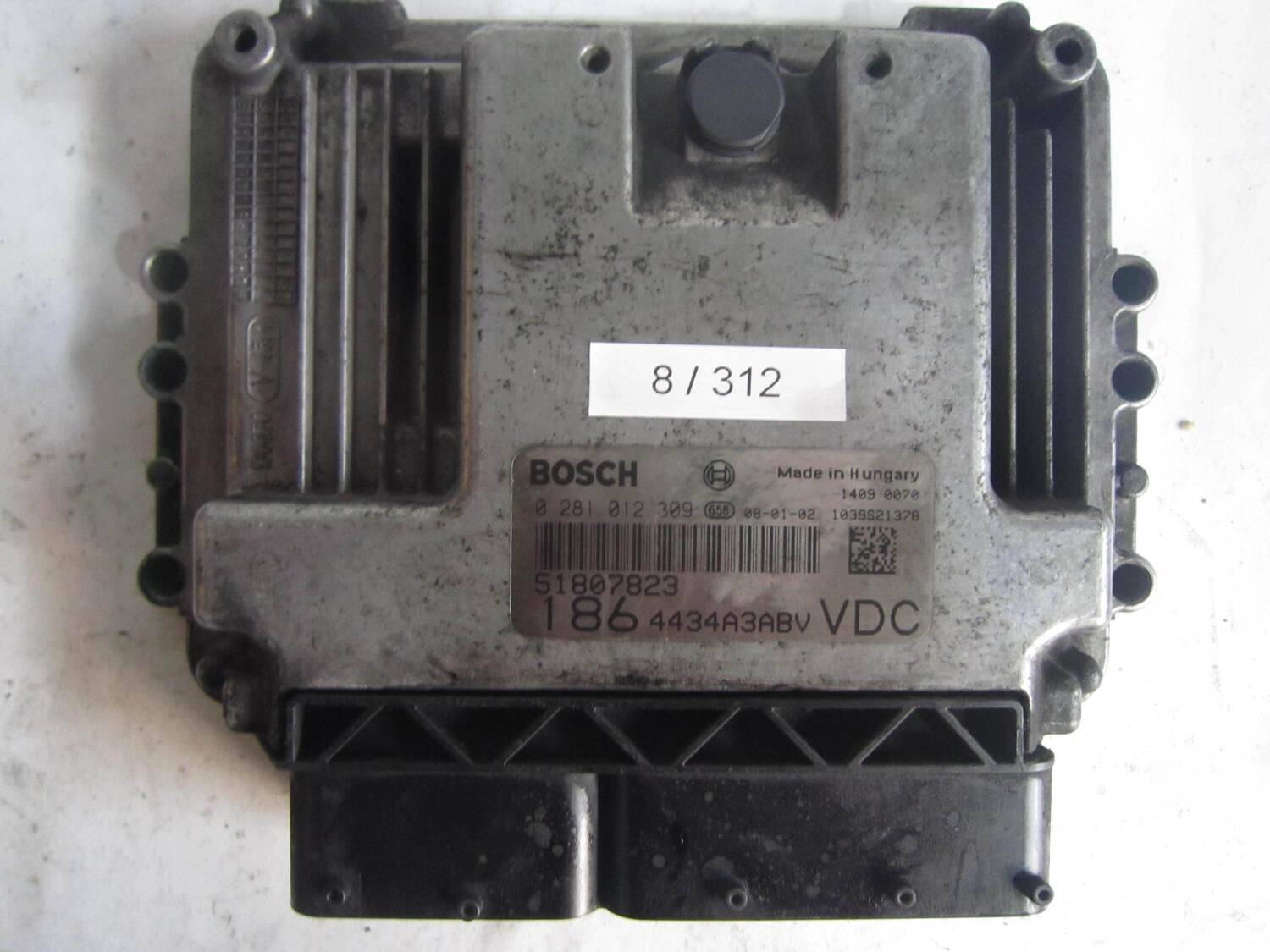 8-312 Centralina Motore Bosch 0281012309 0 281 012 309 51807823  1039S21378  186 4434A3ABV VDC 1864434A3ABVVDC   ALFA ROMEO / FIAT / LANCIA  MULTIPLA 1.9 JTD