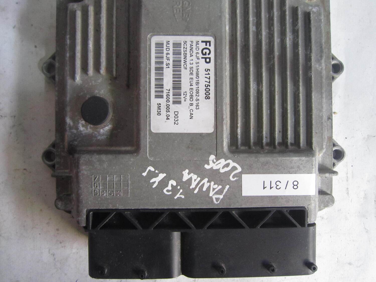 8-311 Centralina Motore Magneti Marelli  51775008 MJD 6JF.S1 MJD6JFS1 5CZSBNWCF  71600.005.04 7160000504 HW01B/1092-S163 HW01B1092S163 ALFA ROMEO / FIAT / LANCIA  PANDA 1.3 MULTIJET