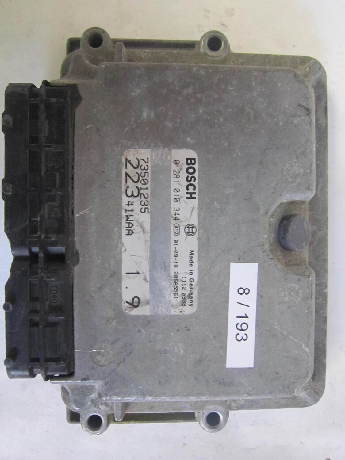 8-193 Centralina Motore Bosch 0281010344 0 281 010 344 73501235  28SA5561  22341 RAA 22341RAA   ALFA ROMEO / FIAT / LANCIA  Doblo Bravo Brava 1.9 JTD