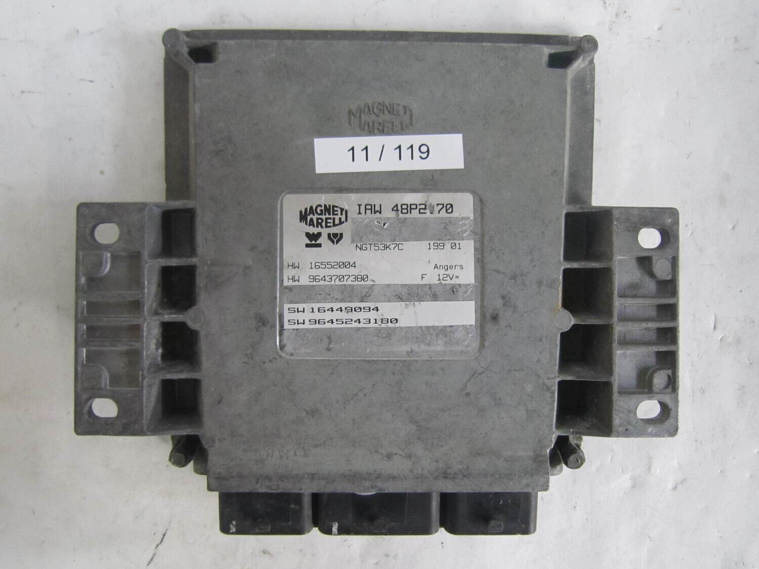 11-119 Centralina Motore Magneti Marelli IAW48P270 IAW 48P2.70 HW 9643707380 HW9643707380 NGT53K7C  SW 9645243180 SW9645243180   CITROEN / PEUGEOT  206 1.6
