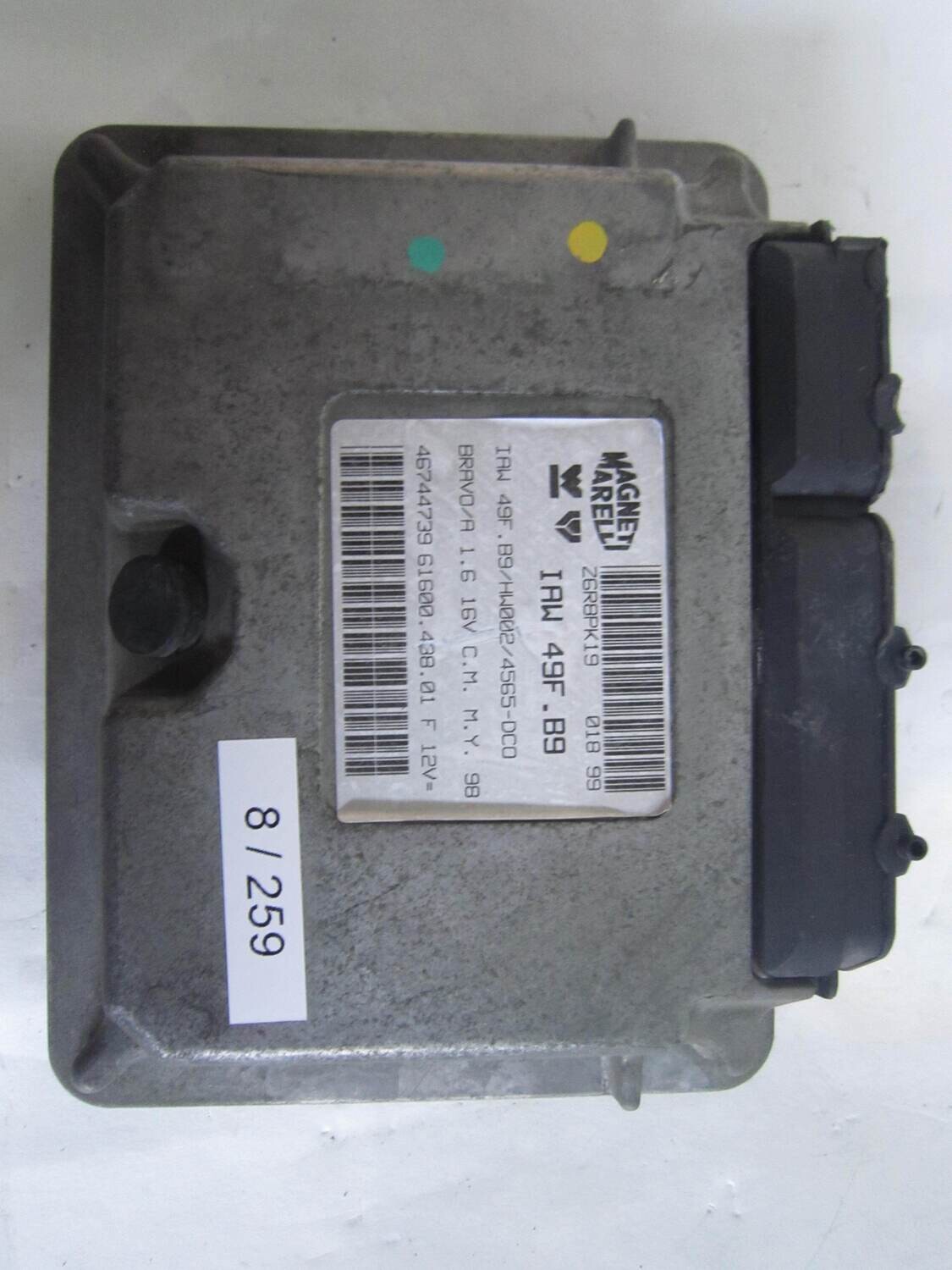 8-259 Centralina Motore Magneti Marelli IAW49FB9 IAW 49F.B9 46744739  61600.438.01 6160043801     ALFA ROMEO / FIAT / LANCIA  BRAVO / BRAVA 1.6 16V