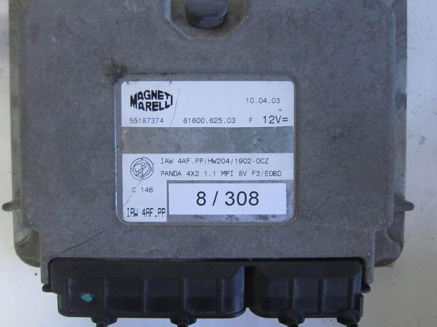 8-308 Centralina Motore Magneti Marelli  55187374 61600.625.03 6160062503   IAW 4AF.PP IAW4AFPP HW204/1902-OCZ HW2041902OCZ ALFA ROMEO / FIAT / LANCIA  Panda 1.1 benz.