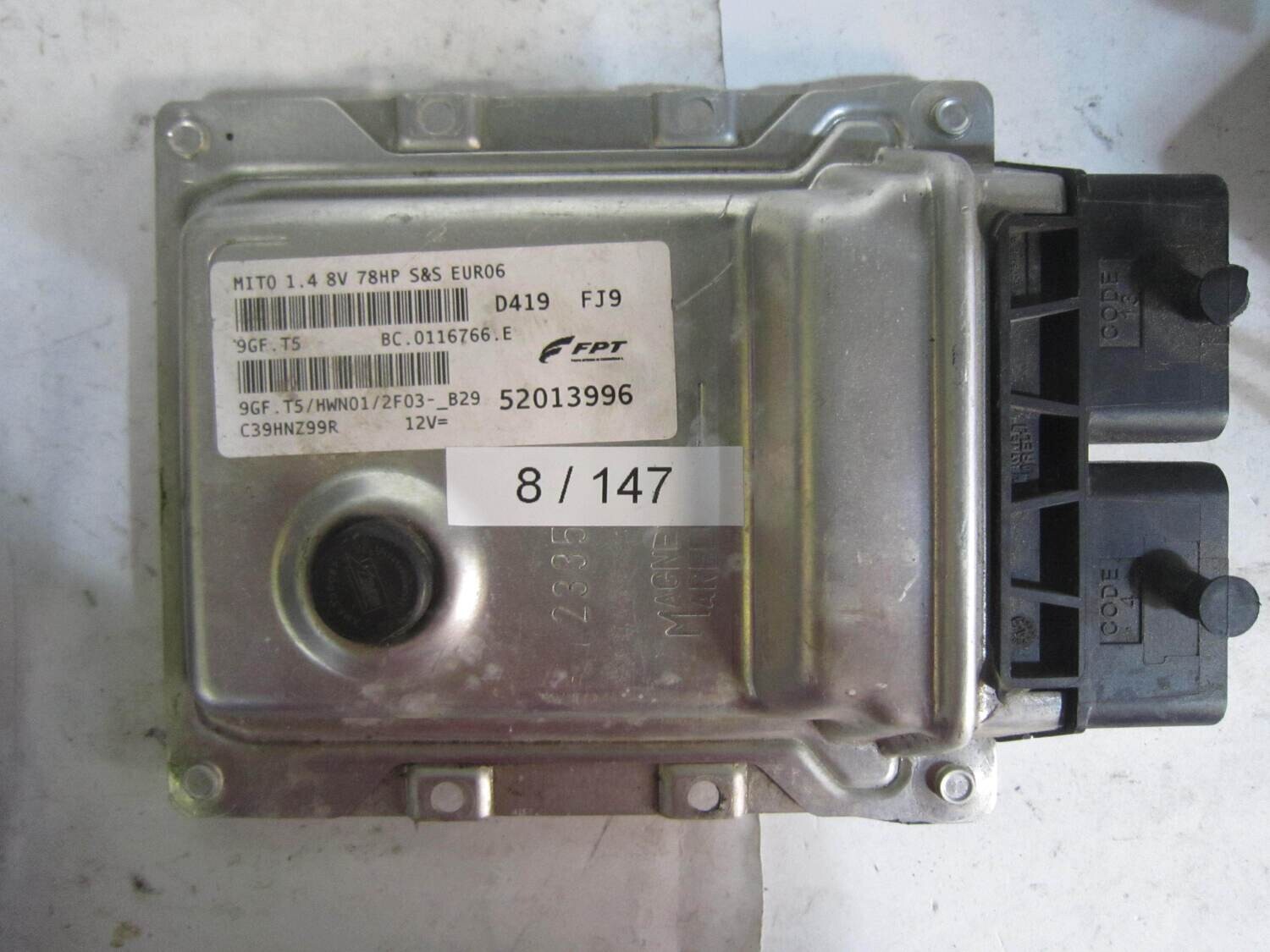 8-147 Centralina Motore Magneti Marelli 52013996 BC.0116766.E BC0116766E 9GF.T5 HWN01/2F03-B29 D419 ALFA ROMEO / FIAT / LANCIA Benzina MITO 1.4