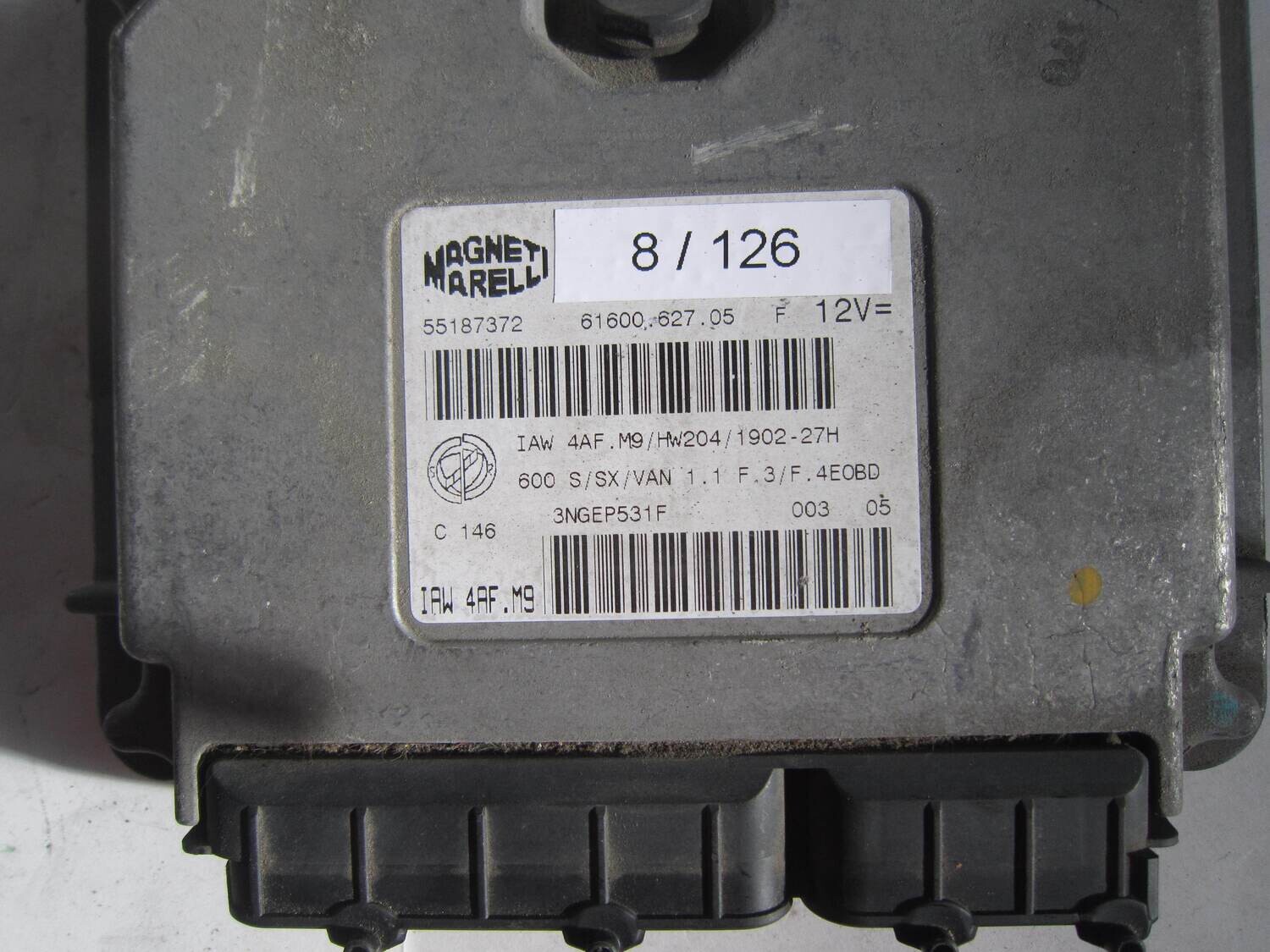 8-126 Centralina Motore Magneti Marelli IAW 4AF.M9 IAW4AF.M9 61600.627.05  55187372 HW204/1902-27H ALFA ROMEO / FIAT / LANCIA BENZINA 600