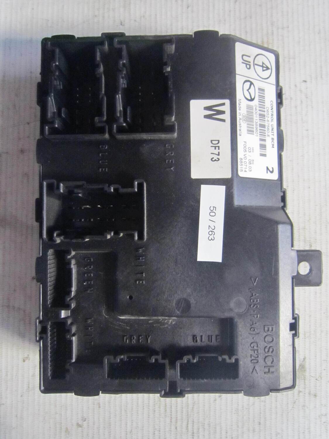 50-263 Body Computer Bosch D652-67560-E D65267560E F005 V0 0714 F005V00714 HW 03 SW 08.03 MAZDA Generica 2