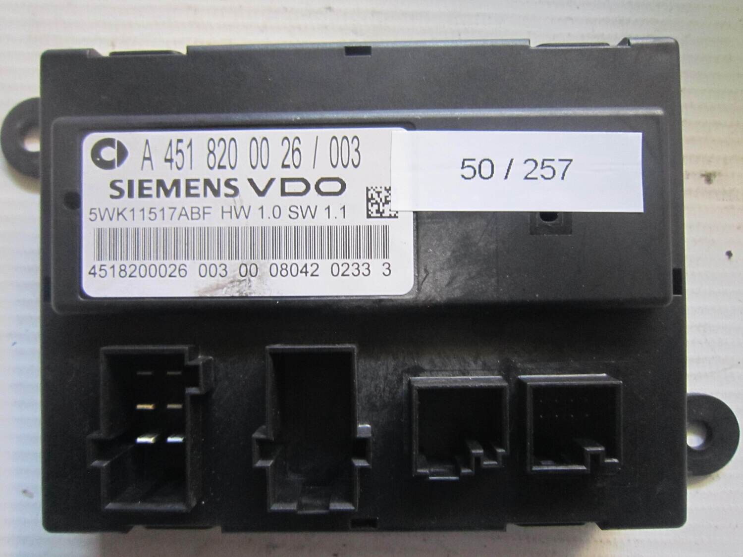 50-257 Body Computer Siemens 5WK11517ABF A 451 820 00 26 / 003 A4518200026003 HW1.0 SW1.1 SMART Generica FORTWO 451