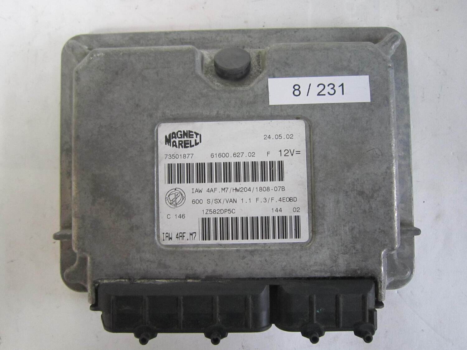 8-231 Centralina Motore Magneti Marelli  73501877 61600.627.02 6160062702   IAW 4AF.M7 IAW4AFM7   ALFA ROMEO / FIAT / LANCIA  600 1.1 MPI