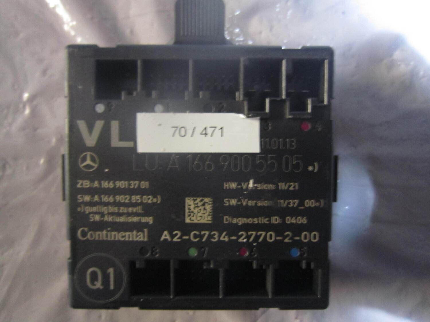 70-471 Centralina Porte Continental A 166 900 55 05 A1669005505 A2-C734-2770-2-00 A2C7342770200 A1669013701 HW: 11/21 SW: 11/37 Mercedes VARIE