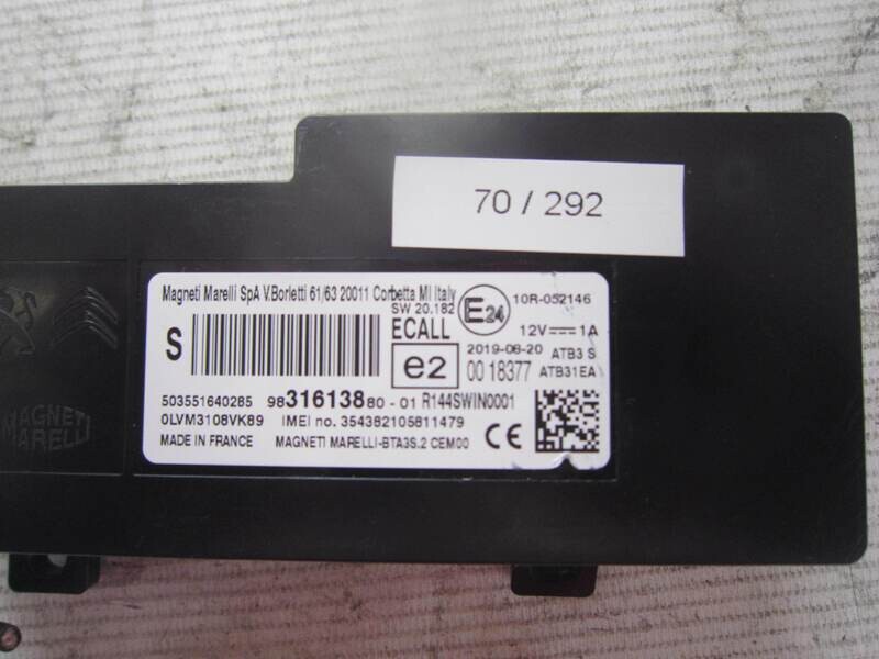 70-292 Modulo di Controllo Magneti Marelli 9831613880 CITROEN / PEUGEOT Generica C 3