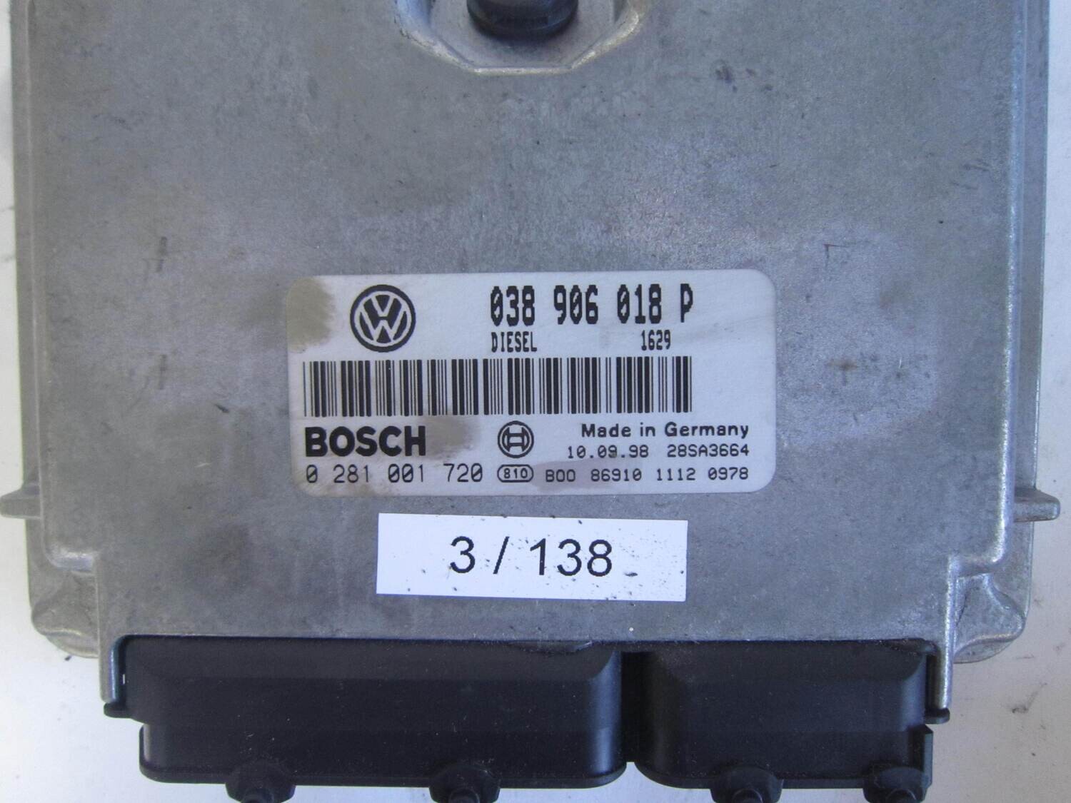 3-138 Centralina Motore Bosch 0 281 001 720 0281001720 038 906 018 P 038906018P 28SA3664 1629 VOLKSWAGEN Diesel PASSAT 1.9