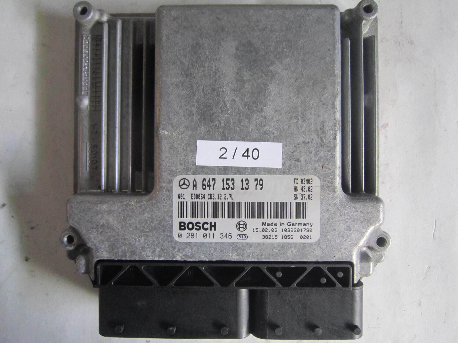 2-40 Centralina Motore Bosch 0 281 011 346 0281011346 A 647 153 13 79 A6471531379 1039S01790 ED0064 CR3.12 2.7L MERCEDES BENZ Diesel VARIE 2.7