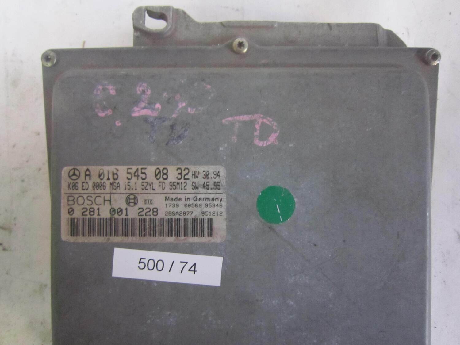 500-74 Centralina Motore Bosch 0281001228 0 281 001 228 A 016 545 08 32 A0165450832 K06 ED 0006 MSA 15.1 K06ED0006MSA151 95M12    MERCEDES BENZ  CLASSE C