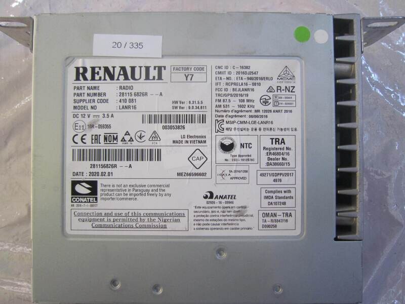 20-335 Autoradio Renault 28115 6826R 281156826R 410 081 410081 LANR16 KADJAR