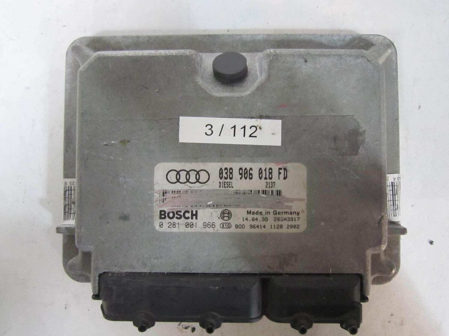 3-112 Centralina Motore Bosch 0 281 001 966 0281001966 038 906 018 FD 038906018FD 28SA3317 2137 AUDI Diesel A 4 2.0