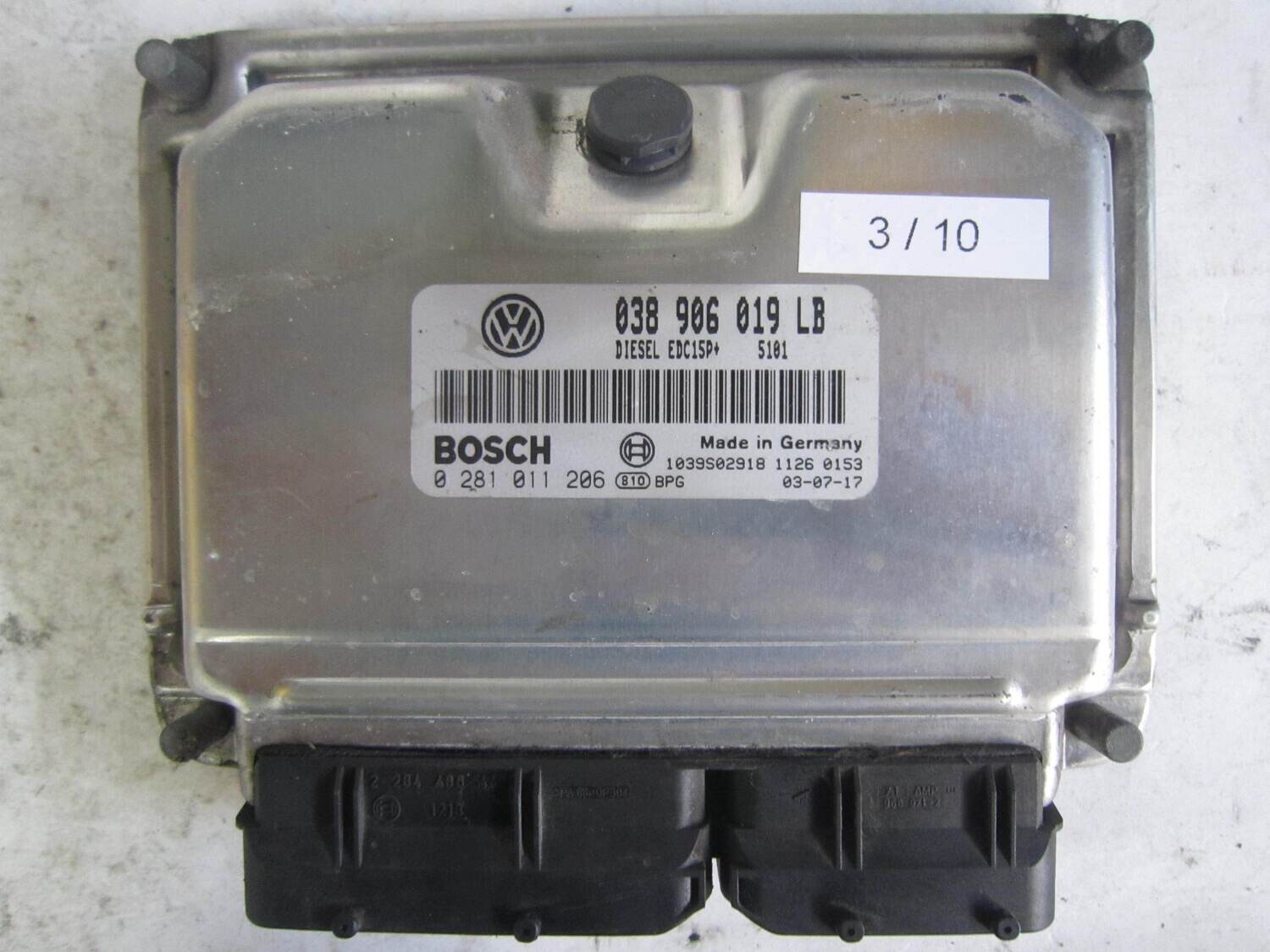 3-10 Centralina Motore Bosch 0 281 011 206 0281011206 038 906 019 LB 038906019LB 1039S02918 EDC15P VOLKSWAGEN VARIE 1.4