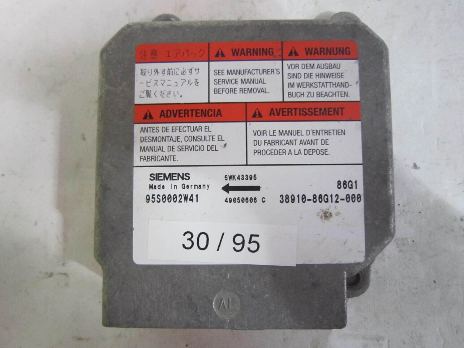 30-95 Centralina Airbag Siemens 5WK43395 95S0002W41 38910-86G12-000 SUZUKI IGNIS