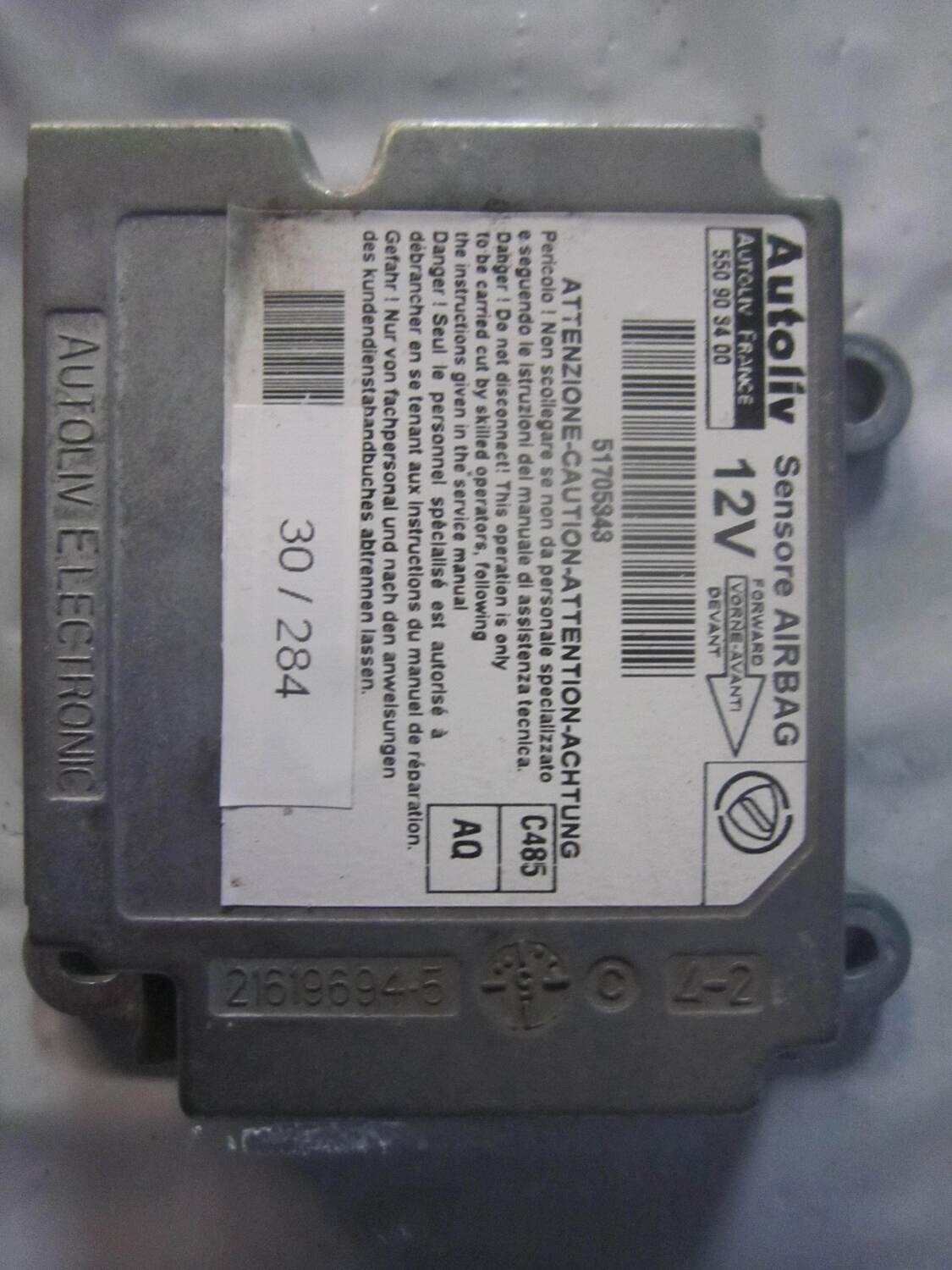 30-284 Centralina Airbag Autoliv 550 90 34 00 550903400 51705343    ALFA ROMEO / FIAT / LANCIA Generica DOBLO'