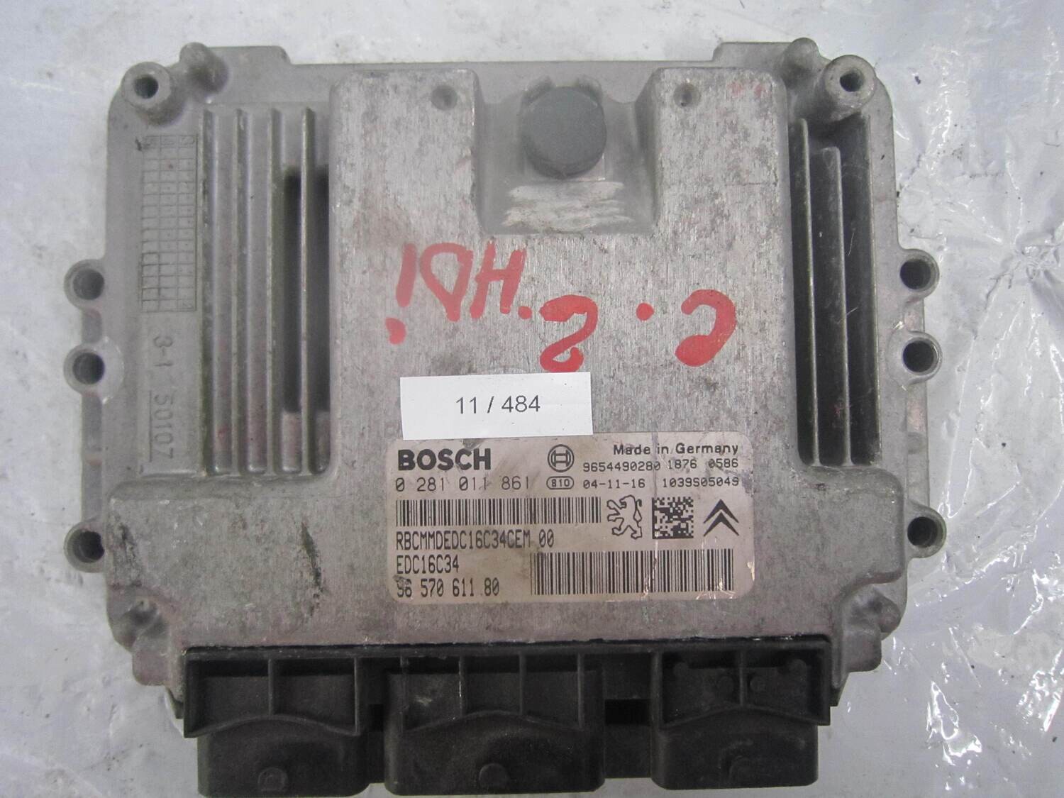 11-484 Centralina Motore Bosch 0 281 011 861 0281011861 9657061180 1039S05049 EDC16C34  CITROEN / PEUGEOT DIESEL VARIE