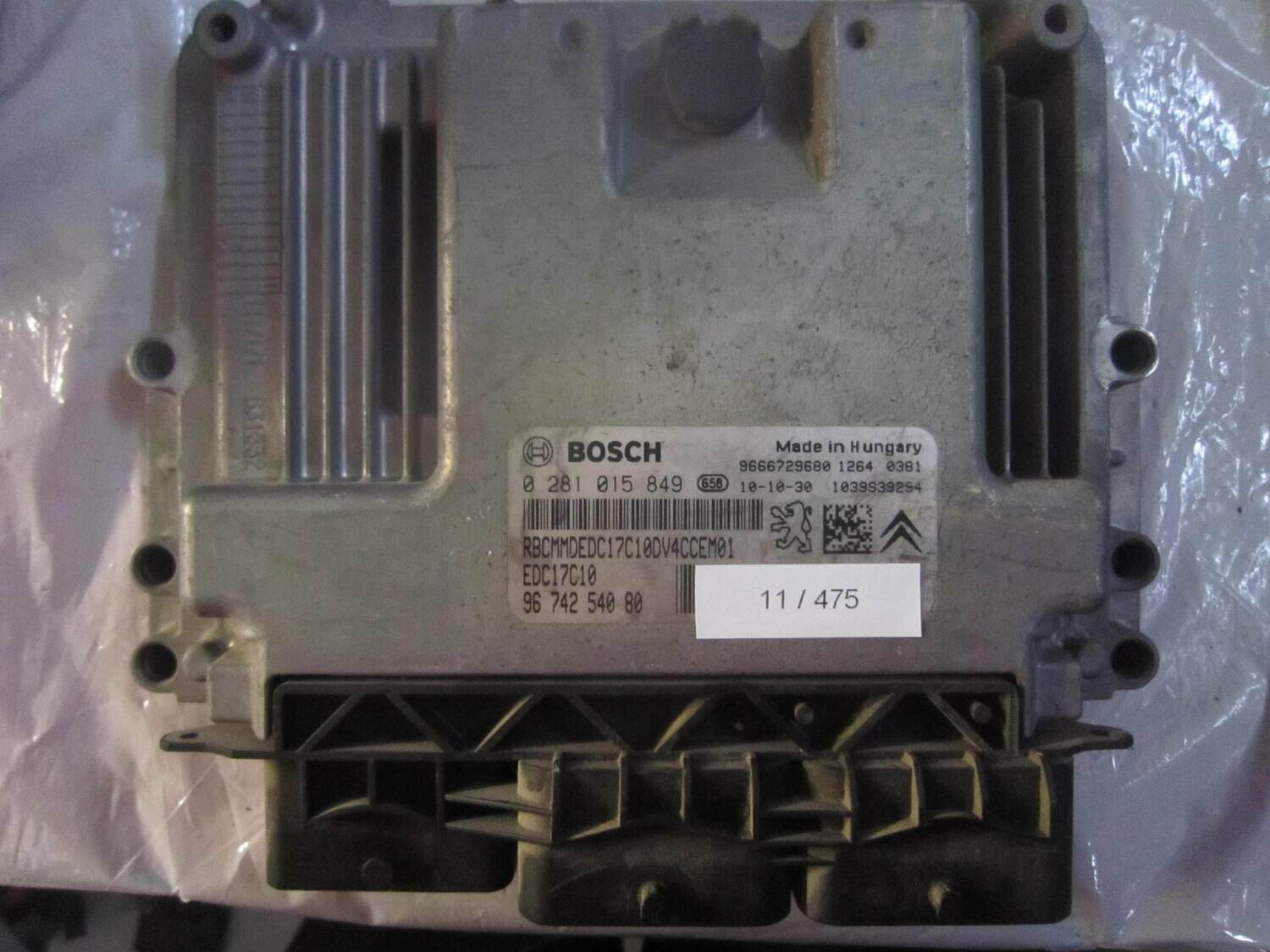 11-475 Centralina Motore Bosch 0 281 015 849 0281015849 9674254080 1039S39294 EDC17C10  CITROEN / PEUGEOT DIESEL VARIE