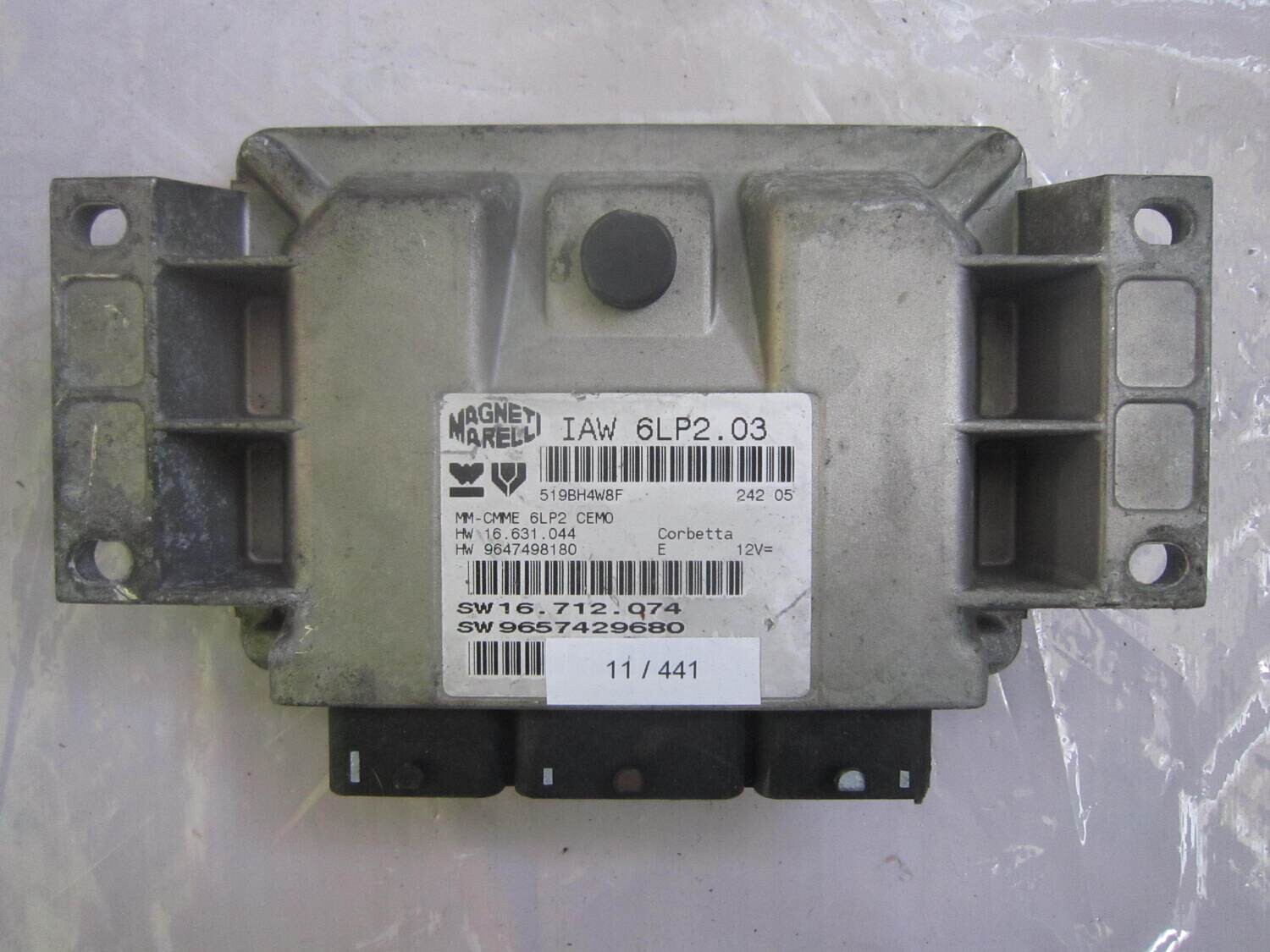 11-441 Centralina Motore Magneti Marelli IAW 6LP2.03 IAW6LP203 MM-CMME 6LP2 CEMO MMCMME6LP2CEMO 16.631.044 9647498180 CITROEN / PEUGEOT Benzina 206 1.6
