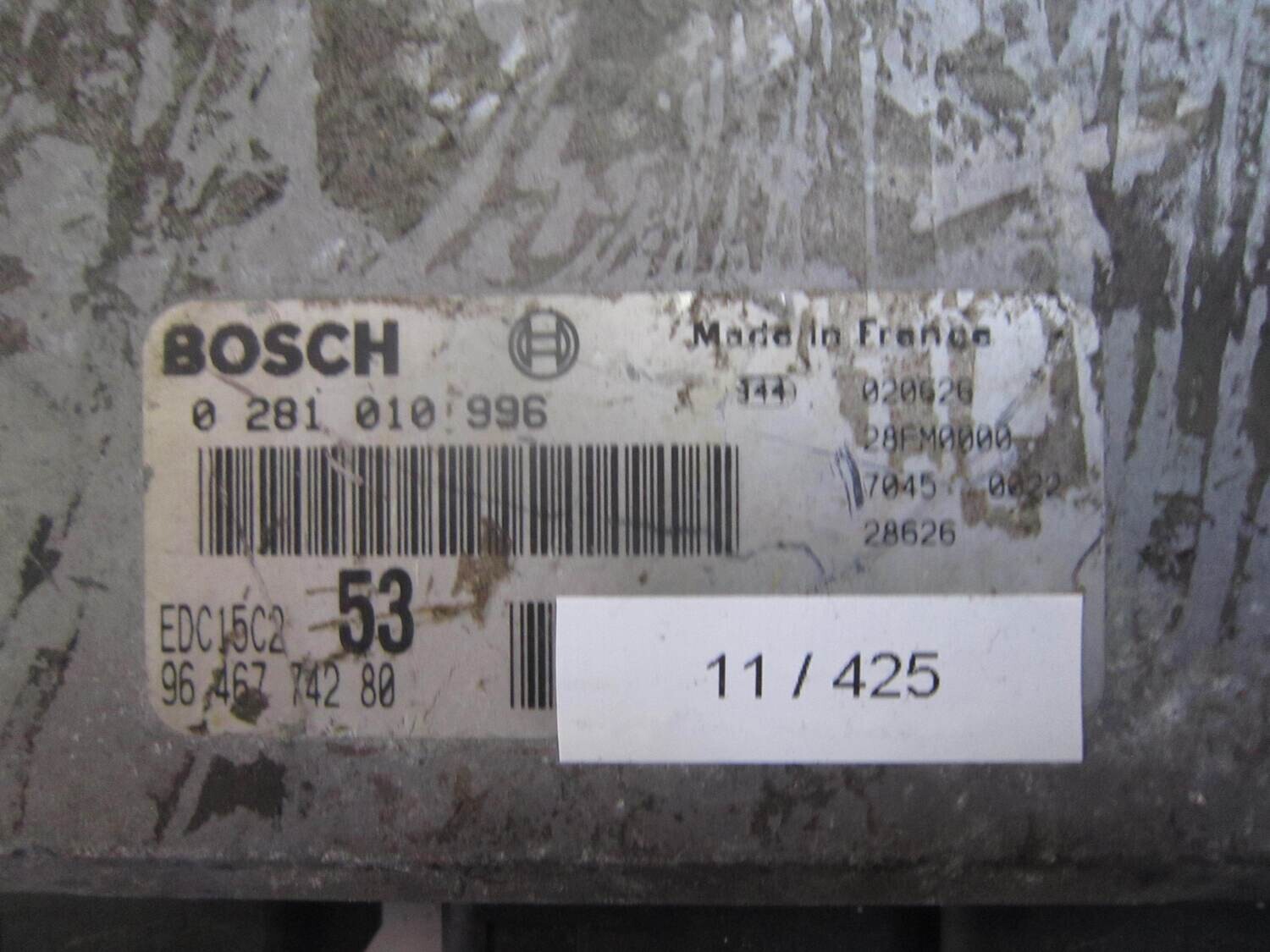 11-425 Centralina Motore Bosch 0 281 010 996 0281010996 96 467 742 80 9646774280 28FM0000 EDC15C2 CITROEN / PEUGEOT Diesel XSARA PICASSO