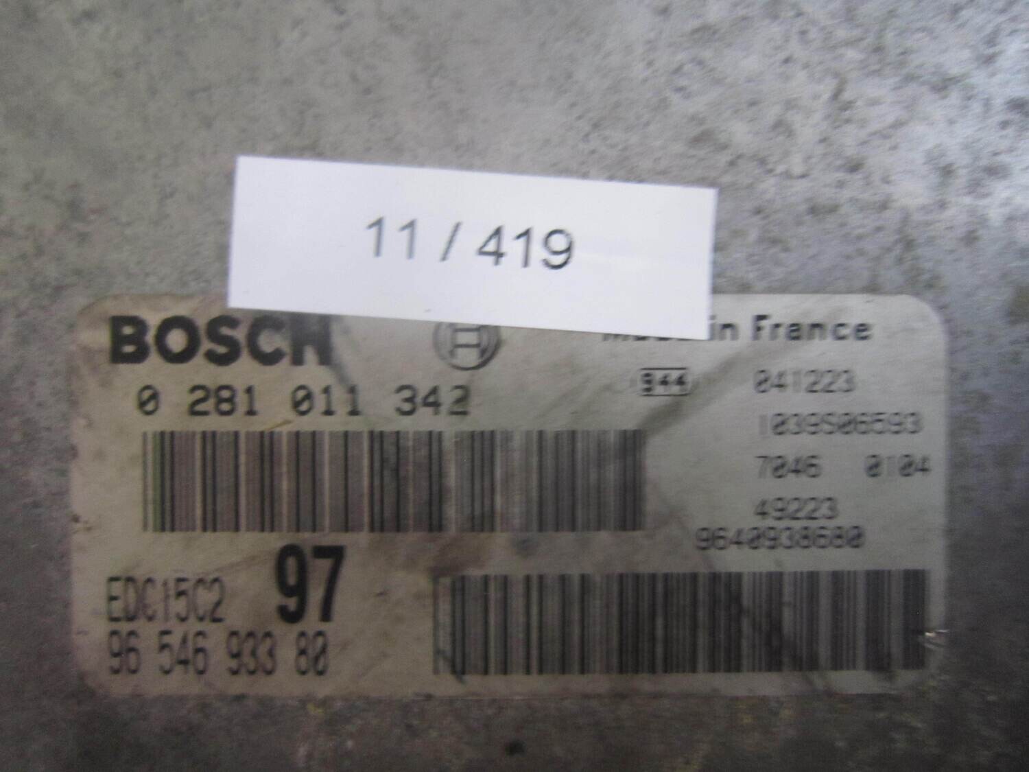 11-419 Centralina Motore Bosch 0 281 011 342 0281011342 96 546 933 80 9654693380 1039s06593 EDC15C2 97 CITROEN / PEUGEOT Diesel VARIE
