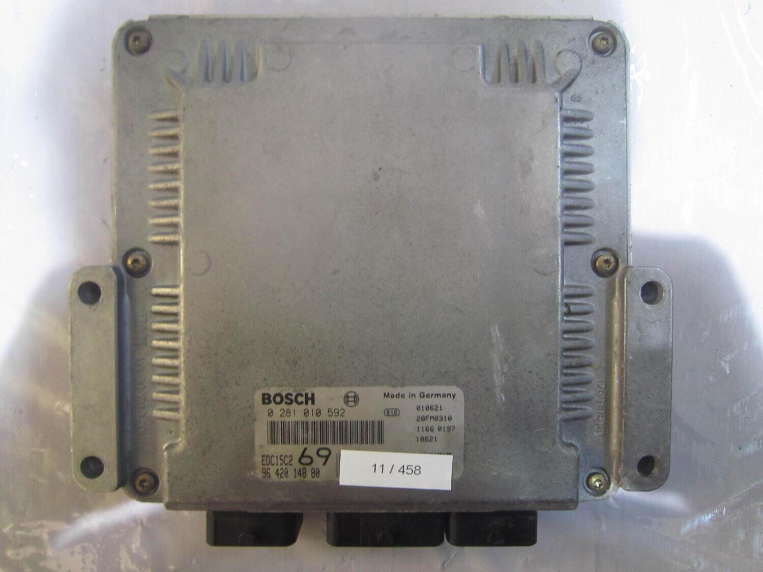 11-458 Centralina Motore Bosch 0 281 010 592 0281010592 96 420 148 80 9642014880 28FM0310 EDC15C2 69 CITROEN / PEUGEOT Diesel 306