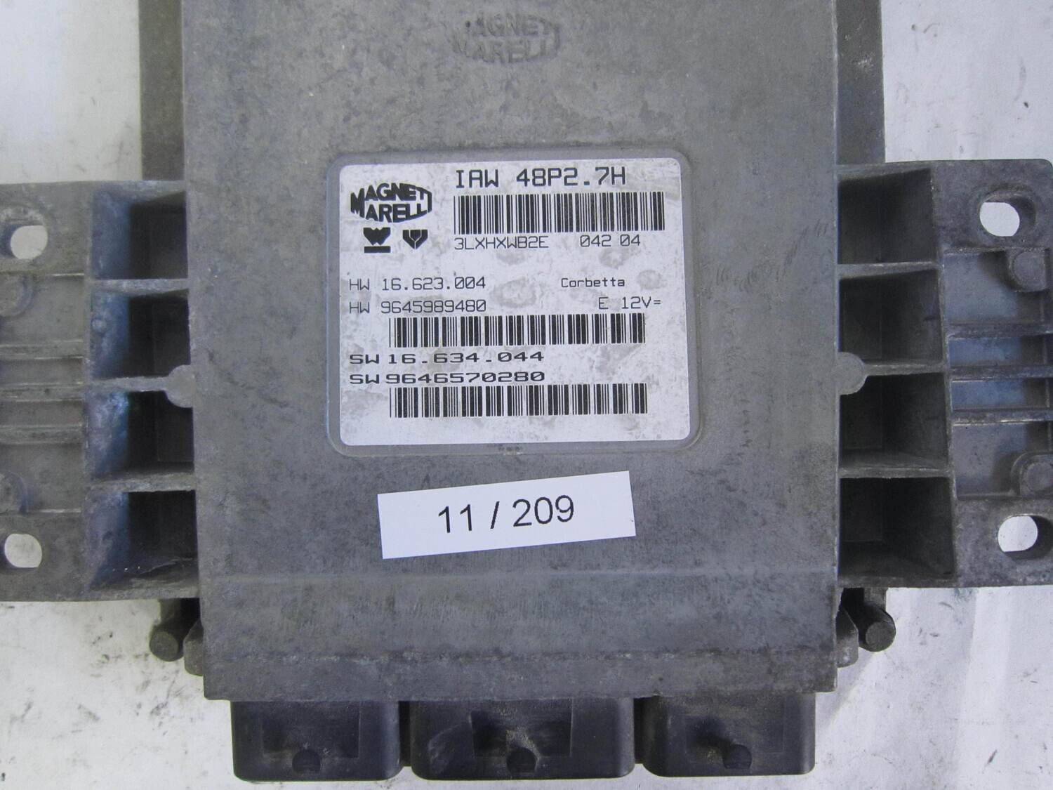 11-209 Centralina Motore Magneti Marelli IAW48P27H IAW 48P2.7H 16.623.004  9645989480  SW 16.634.044 SW16634044   CITROEN / PEUGEOT  206 1.6