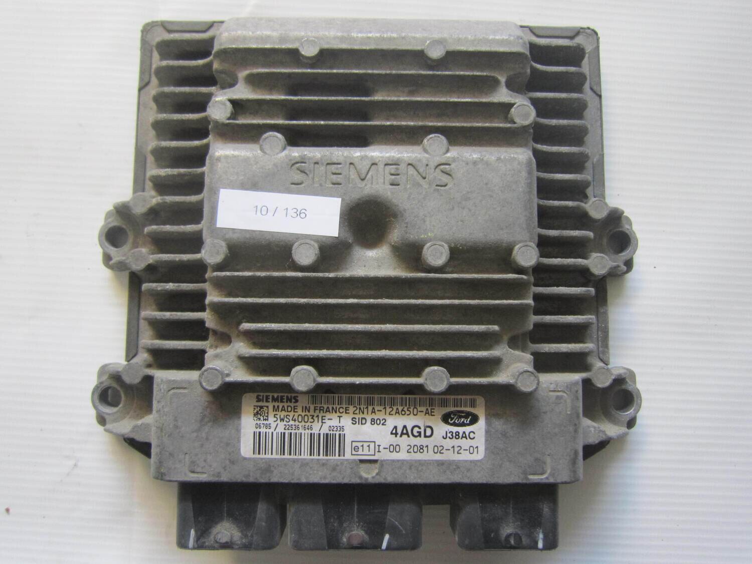 10-136 Centralina Motore Siemens 5WS40031E-T 5WS40031ET 2N1A-12A650-AE 2N1A12A650AE SID802 4AGD  J38AC FORD Diesel FUSION 1.4