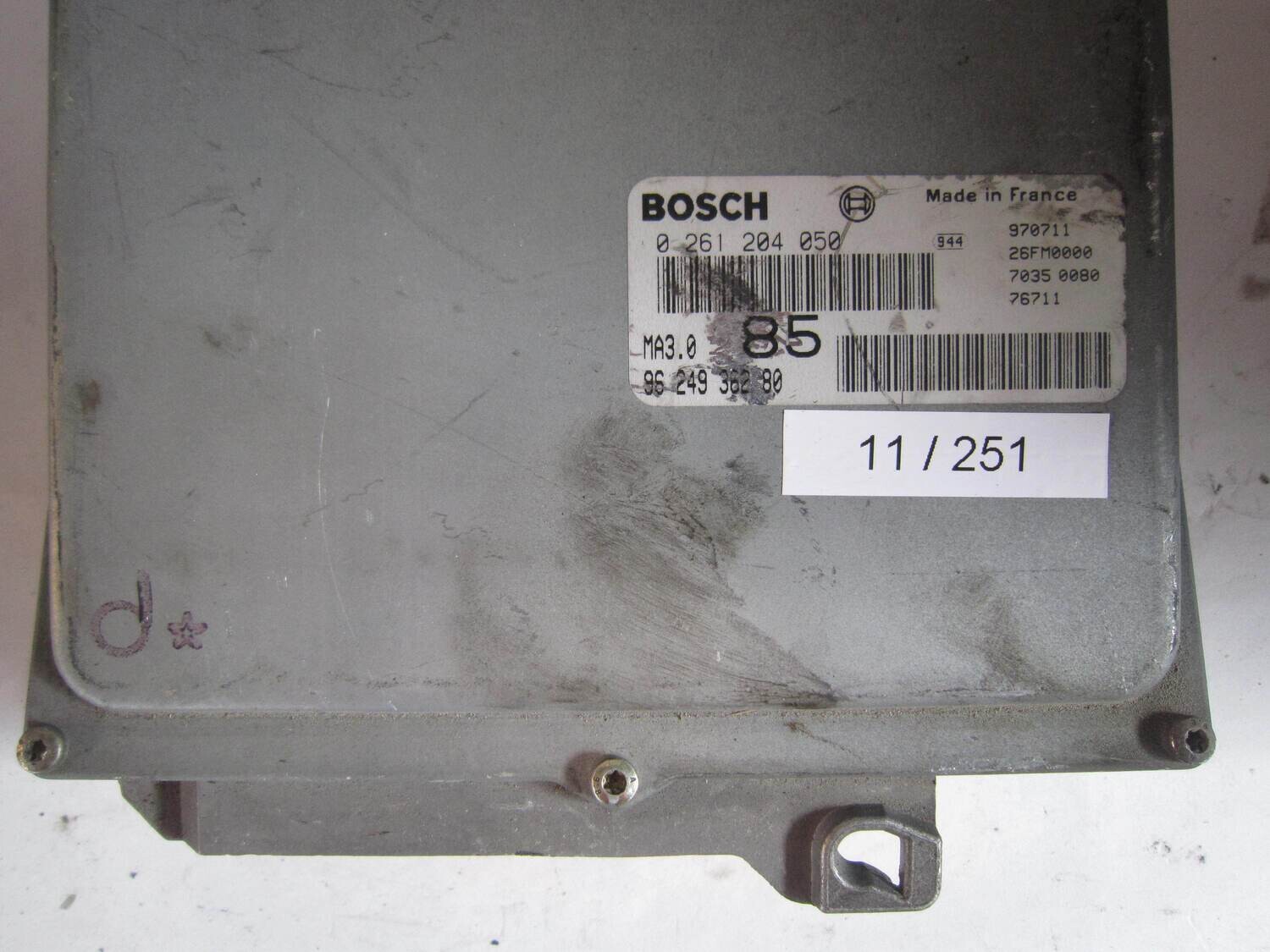 11-251 Centralina Motore Bosch 0 261 204 050 0261204050 96 249 362 80 9624936280 26FM0000 MA3.0 CITROEN / PEUGEOT Benzina VARIE 1.0