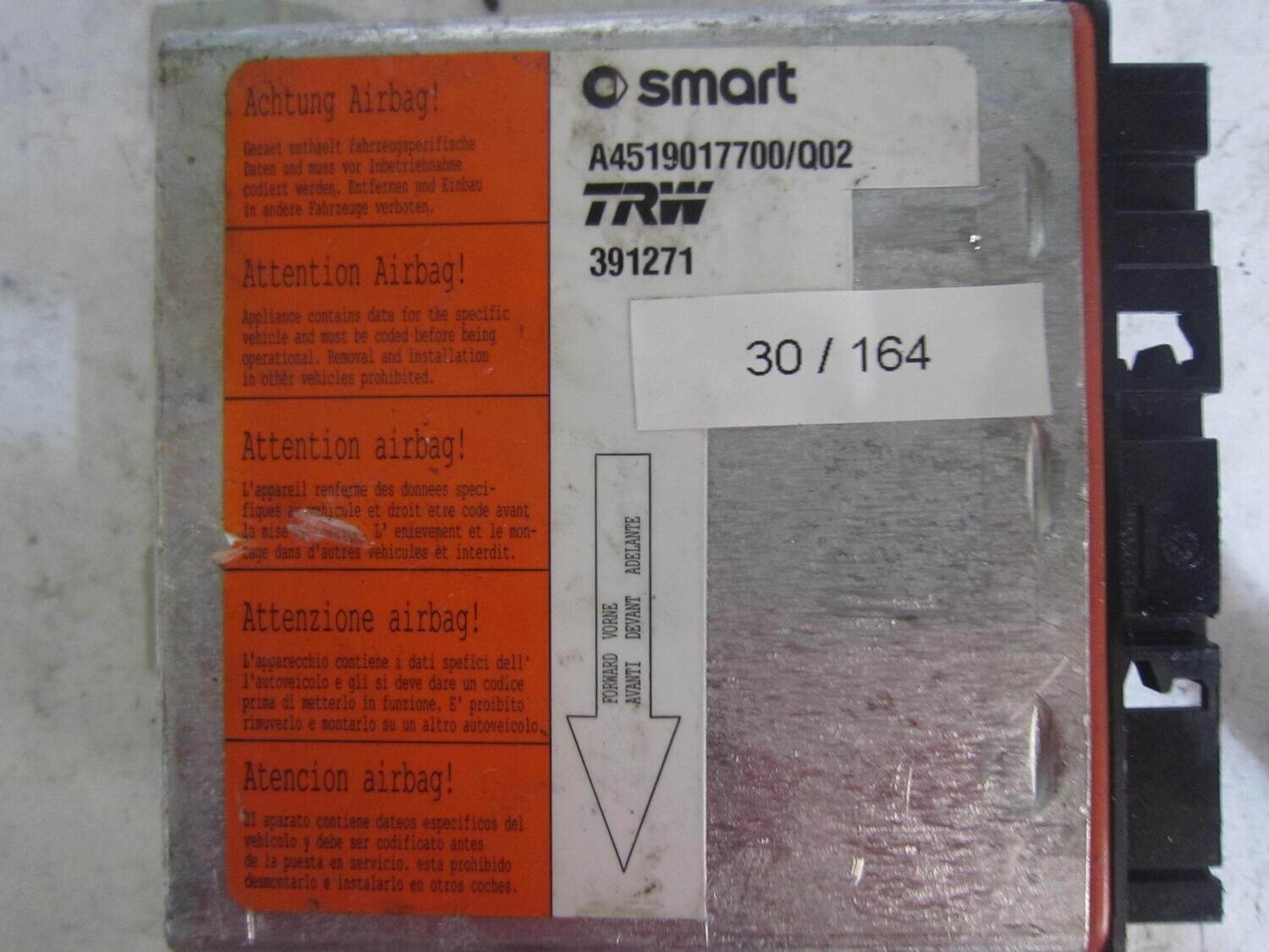 30-164 Centralina Airbag TRW A4519017700/Q02 A4519017700Q02 391271 SMART Generica 451