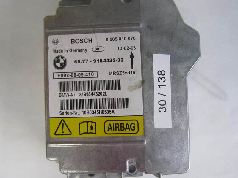 30-138 centralina airbag bosch 0 285 010 070 65.77-9184432-02 e89x-08-09-410   bmw serie 3