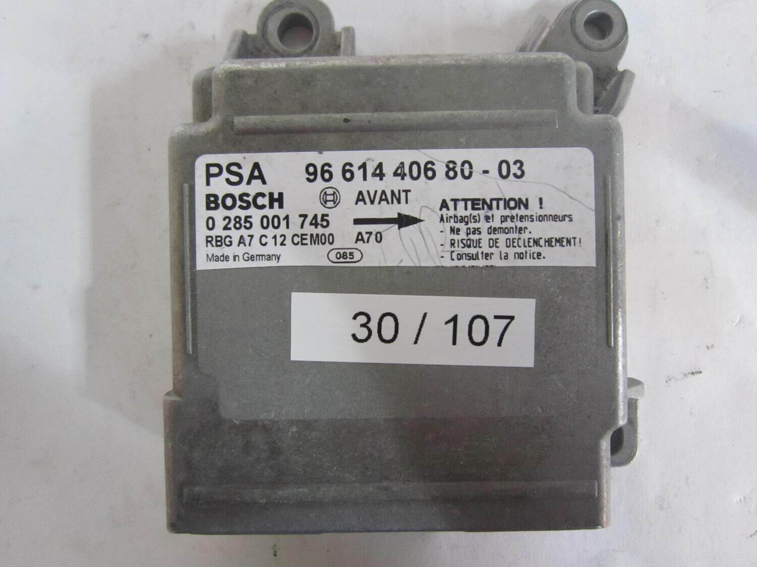 30-107 Centralina Airbag Bosch 0 285 001 745 0285001745 96 614 406 80 - 03 966144068003 CITROEN / PEUGEOT 207