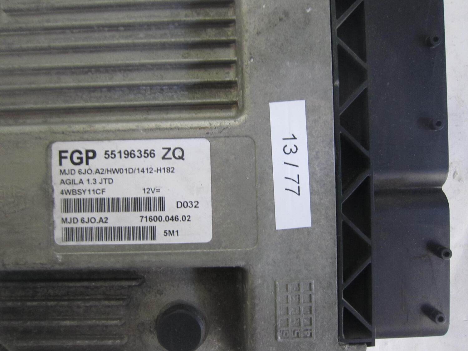 13-77 Centralina Motore Magneti Marelli 55196356 MJD 6JO.A2 MJD6JOA2 71600.046.03 HW01D/1412-H182 OPEL Diesel AGILA 1.3