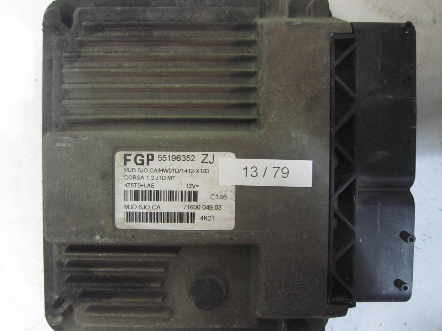 13-79 Centralina Motore Magneti Marelli 55196352 ZJ 55196352ZJ 71600.049.03 7160004903 HW01D/1412-X183 OPEL Diesel CORSA 1.3