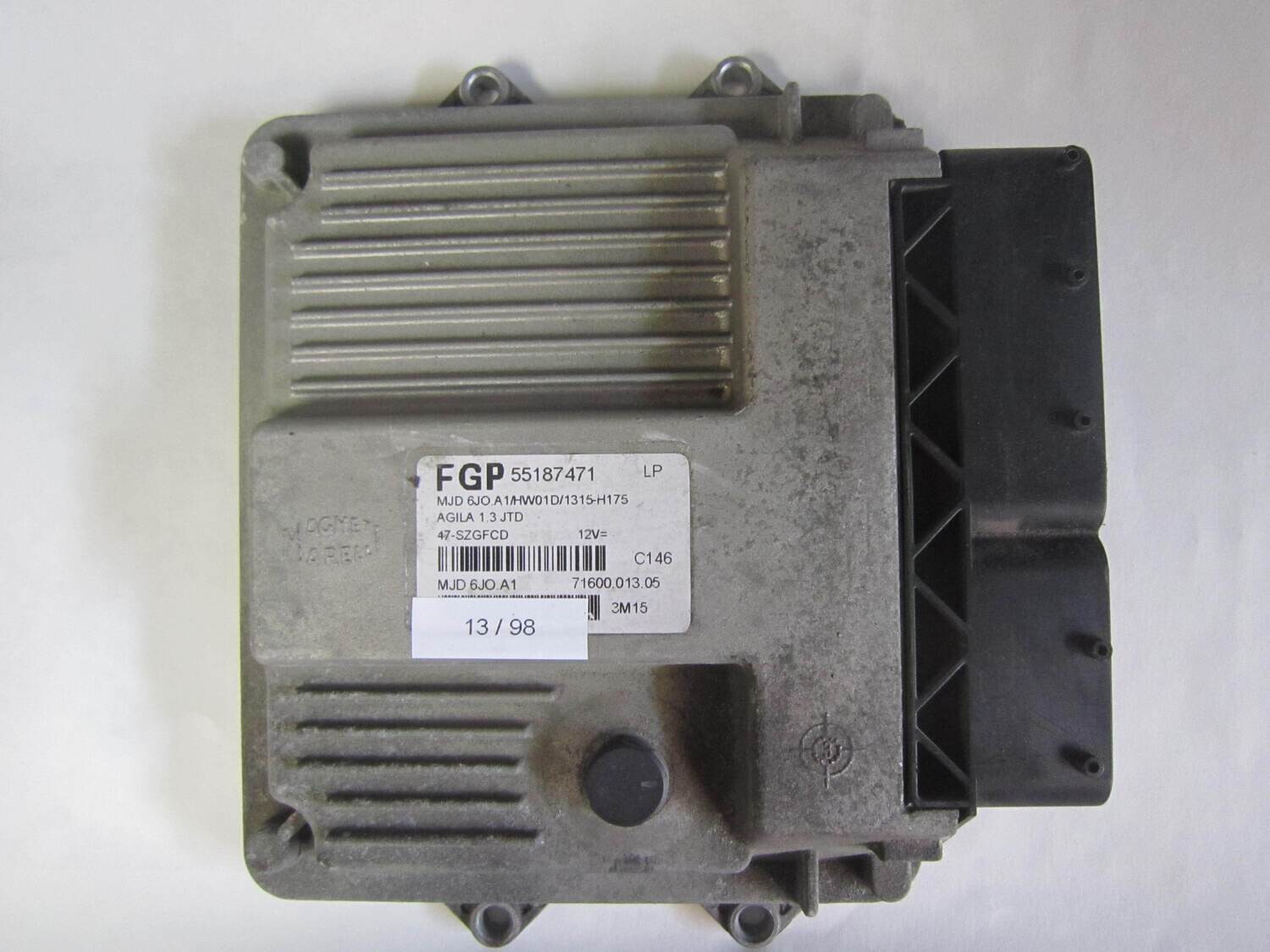 13-98 Centralina Motore Magneti Marelli 55187471 LP 55187471LP MJD 6JO A1 MJD6JOA1 71600.013.05 HW01D/1315-H175 OPEL Diesel AGILA 1.3