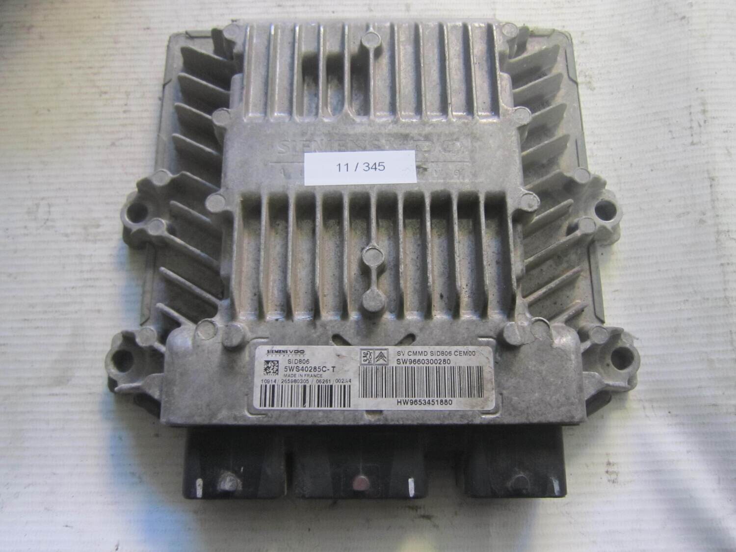 11-345 Centralina Motore Siemens 5WS40285C-T 5WS40285CT 9660300280 9653451880 SID 806 CITROEN / PEUGEOT VARIE 1.4