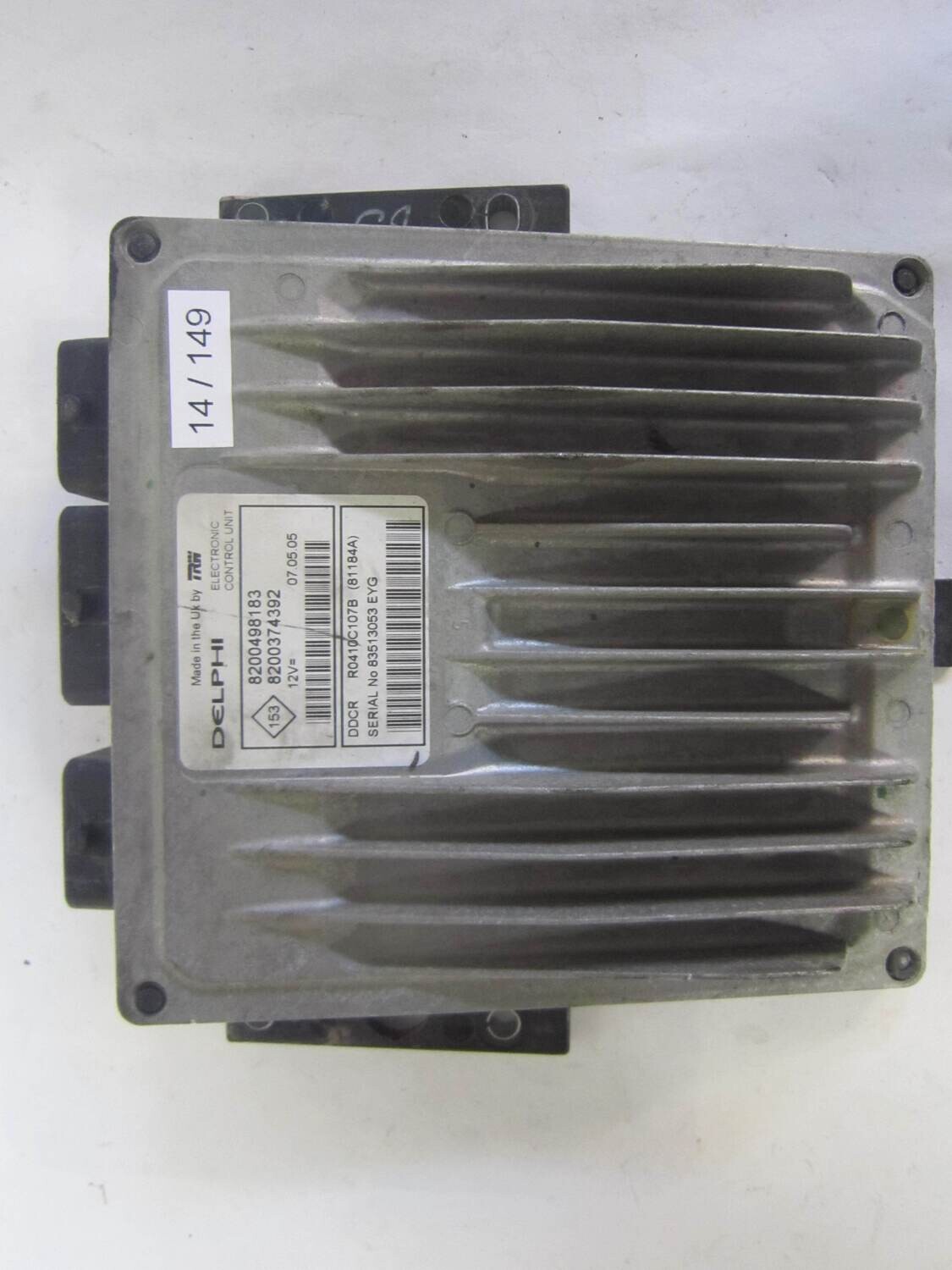 14-149 Centralina Motore Delphi  R0410C107B 8200498183  8200374392      RENAULT  CLIO 1.5 DCI