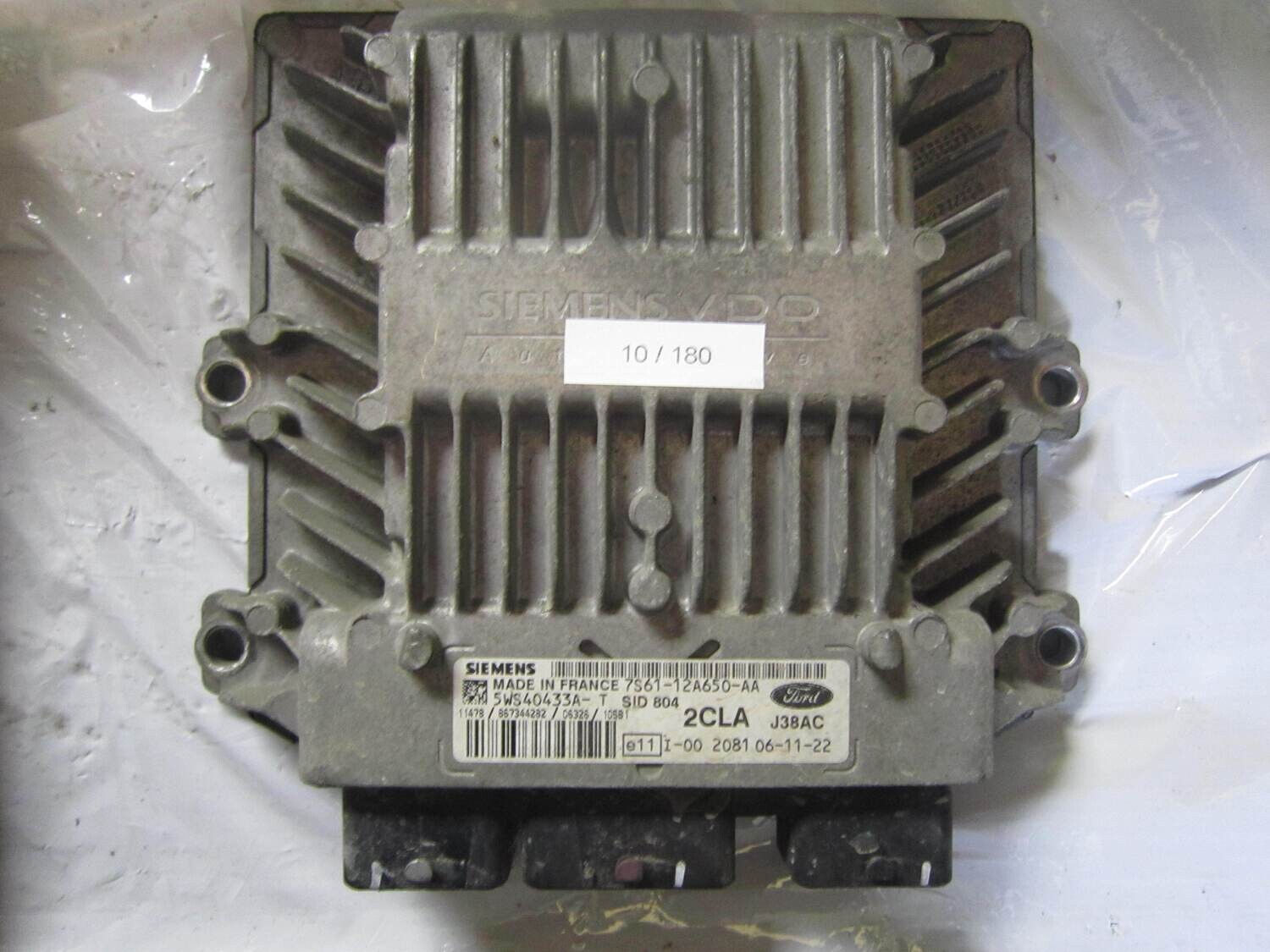 10-180 Centralina Motore Siemens 5WS40433A-T 5WS40433AT 7S61-12A650-AA 7S6112A650AA 2CLA J38AC SID 804 FORD Diesel FIESTA 1.4