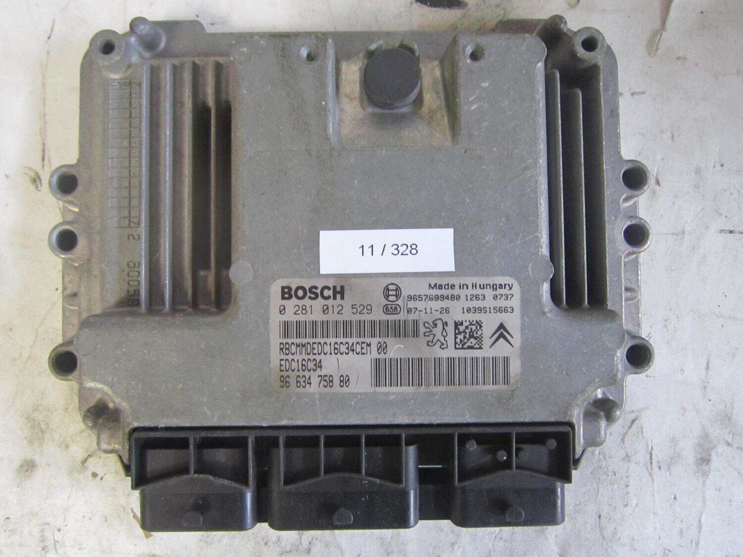 11-328 Centralina Motore Bosch 0 281 012 529 0281012529 96 634 758 80 9663475880 1039S15663 EDC16C34 CITROEN / PEUGEOT Diesel 207 1.4