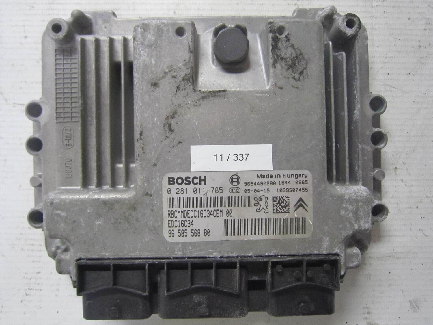 11-337 Centralina Motore Bosch 0 281 011 785 0281011785 96 585 568 80 9658556880 1039s07455 EDC16C34 CITROEN / PEUGEOT Diesel C 3 1.4