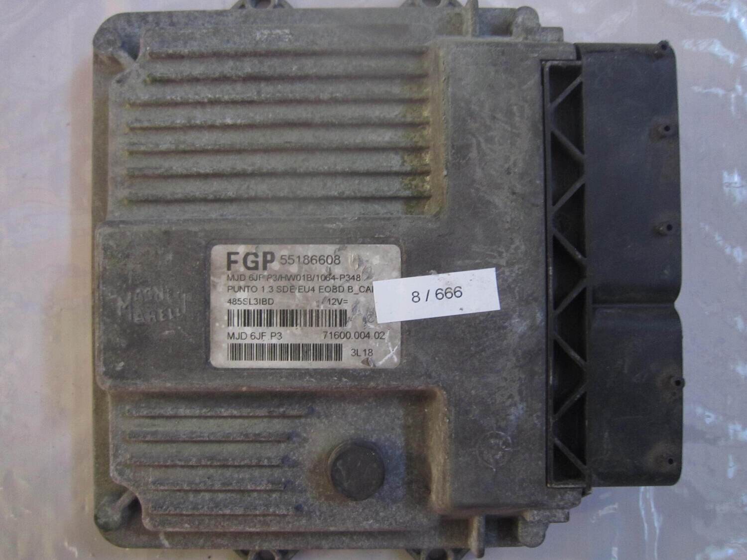 8-666 Centralina Motore Magneti Marelli 55186608 MJD 6JF.P3 MJD6JFP3 71600.004.02 HW01B/1064-P348 ALFA ROMEO / FIAT / LANCIA Diesel PUNTO 1.3