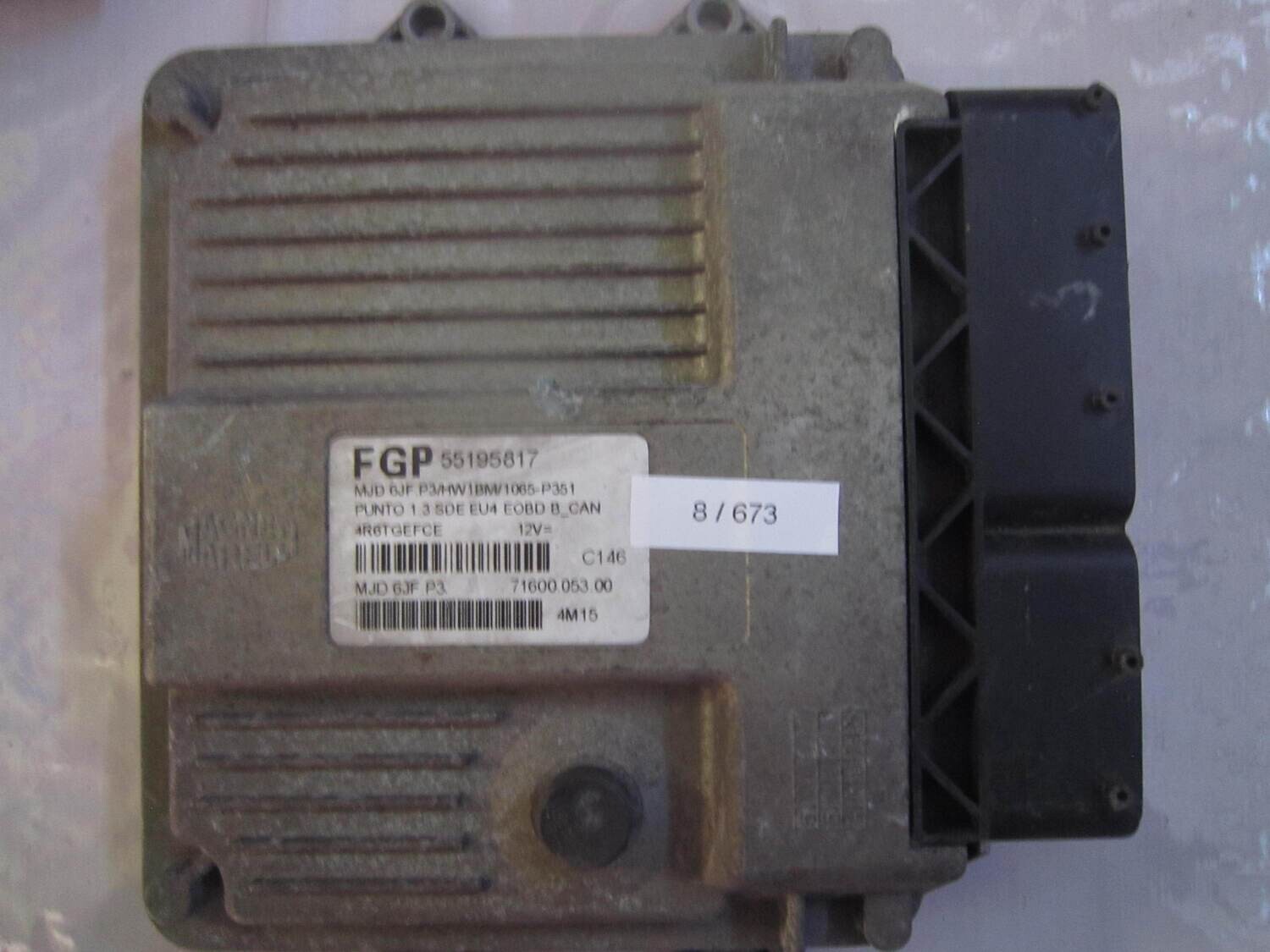 8-673 Centralina Motore Magneti Marelli 55195817 MJD 6JF.P3 MJD6JFP3 71600.053.00 HW1BM/1065-P350 ALFA ROMEO / FIAT / LANCIA Diesel PUNTO 1.3