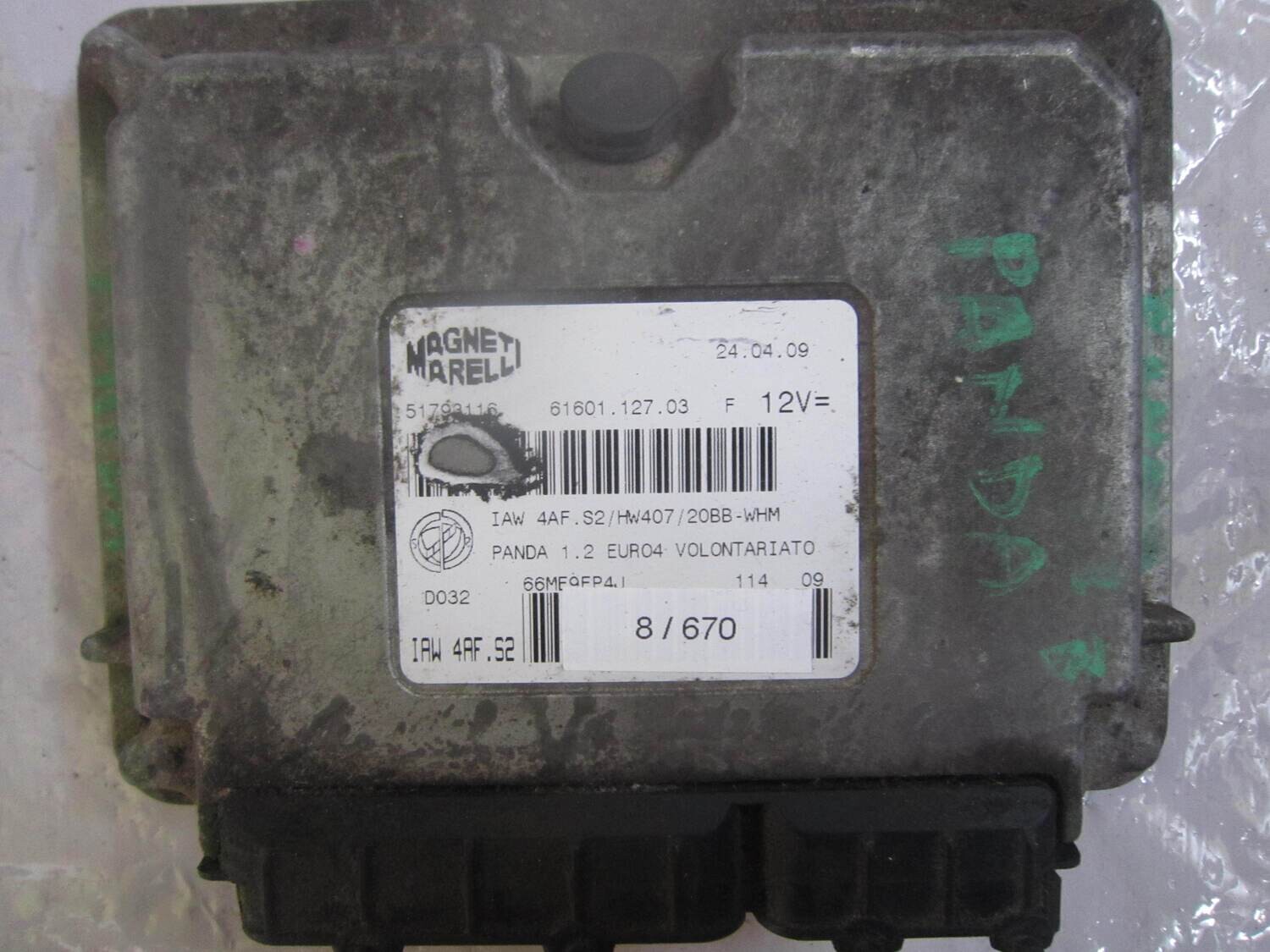8-670 Centralina Motore Magneti Marelli 51793116 61601.127.03 6160112703 IAW 4AF.S2 HW407/20BB-WHM ALFA ROMEO / FIAT / LANCIA Benzina PANDA 1.2