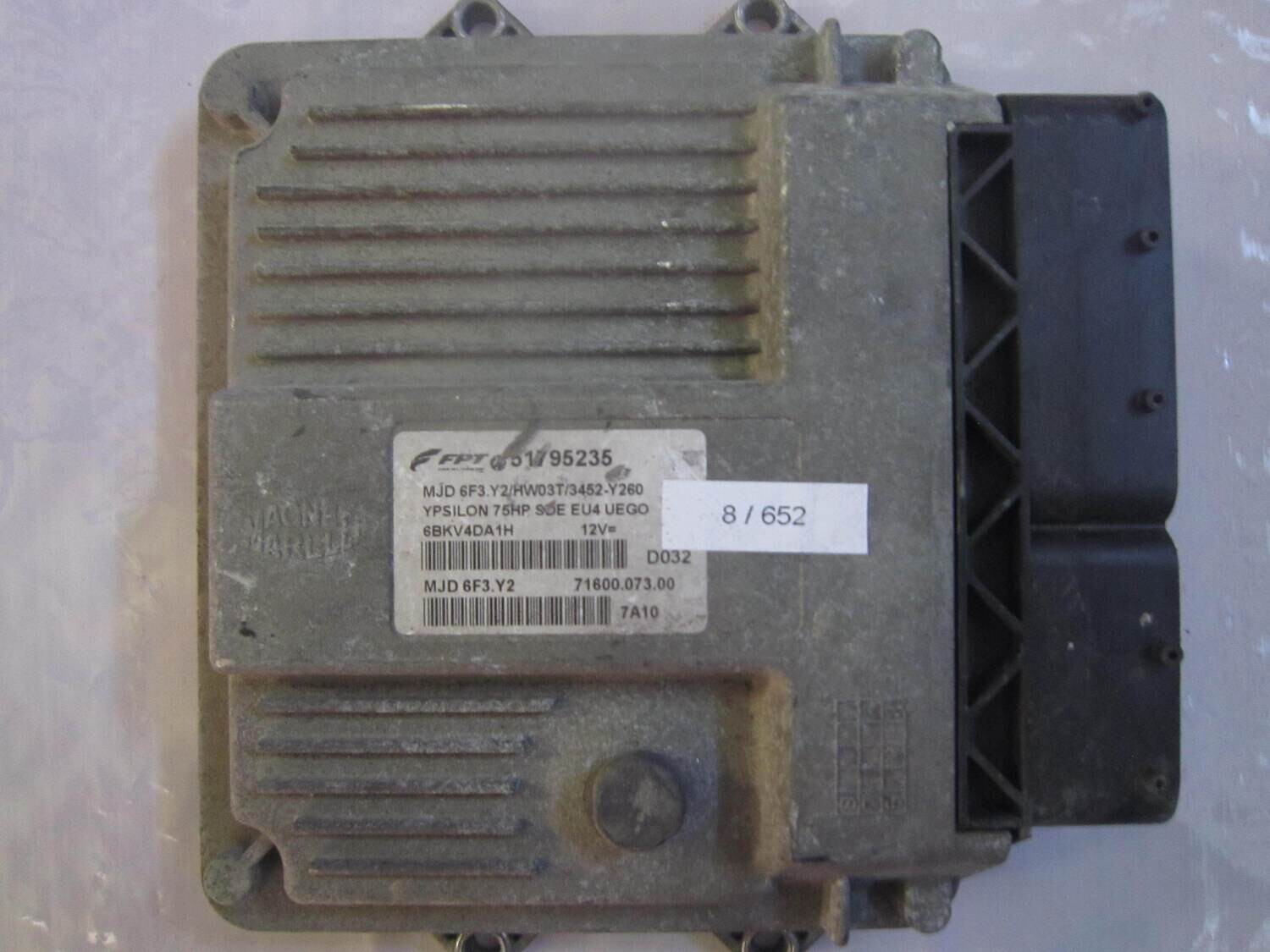 8-652 Centralina Motore Magneti Marelli 51795235 71600.073.00 7160007300 MJD 6F3.Y2 YPSILON 75HP SDE EU4 UEGO ALFA ROMEO / FIAT / LANCIA Diesel YPSILON