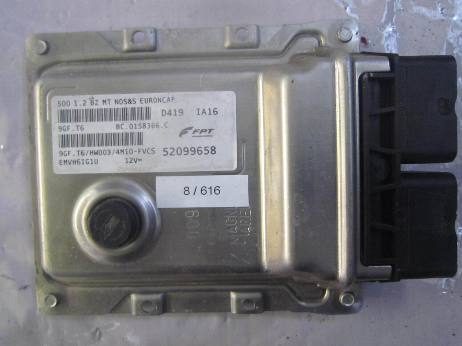 8-616 Centralina Motore Magneti Marelli 52099658 BC.0158366.C BC0158366C 9GF.T6 HW003/4M10-FVCS 500 1.2 BZ NOS$S EURONCAP ALFA ROMEO / FIAT / LANCIA Benzina 500