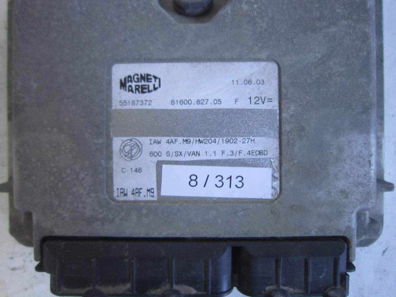 8-313 Centralina Motore Magneti Marelli 55187372 61600.627.05 6160062705 IAW 4AF.M9 HW204/1902-27H ALFA ROMEO / FIAT / LANCIA Benzina 600 1.1