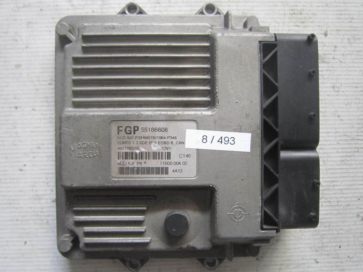 8-493 Centralina Motore Magneti Marelli 55186608 MJD 6JF.P3 MJD6JFP3 71600.004.02 HW01B/1064-P348 ALFA ROMEO / FIAT / LANCIA Diesel PUNTO 1.3